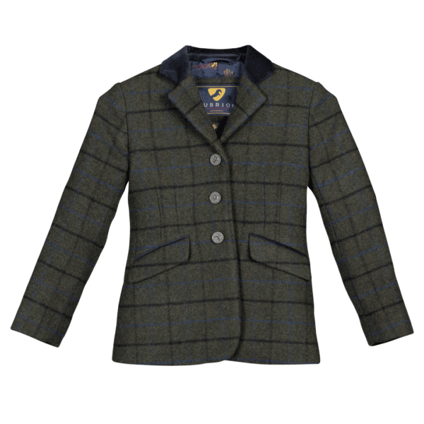 Shires Aubrion Saratoga Tweed Riding Jacket for Children - Dark Green Check